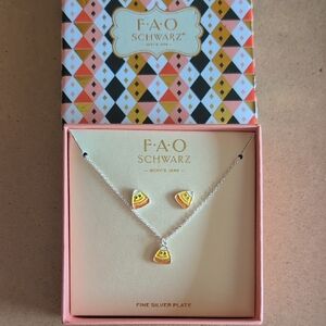 FAO Schwarz Fine Silver Plate Candy Corn Necklace Set